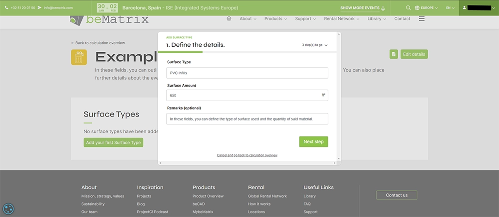 Carbon Footprint Calculator - beMatrix Website
