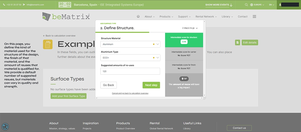 Carbon Footprint Calculator - beMatrix Website
